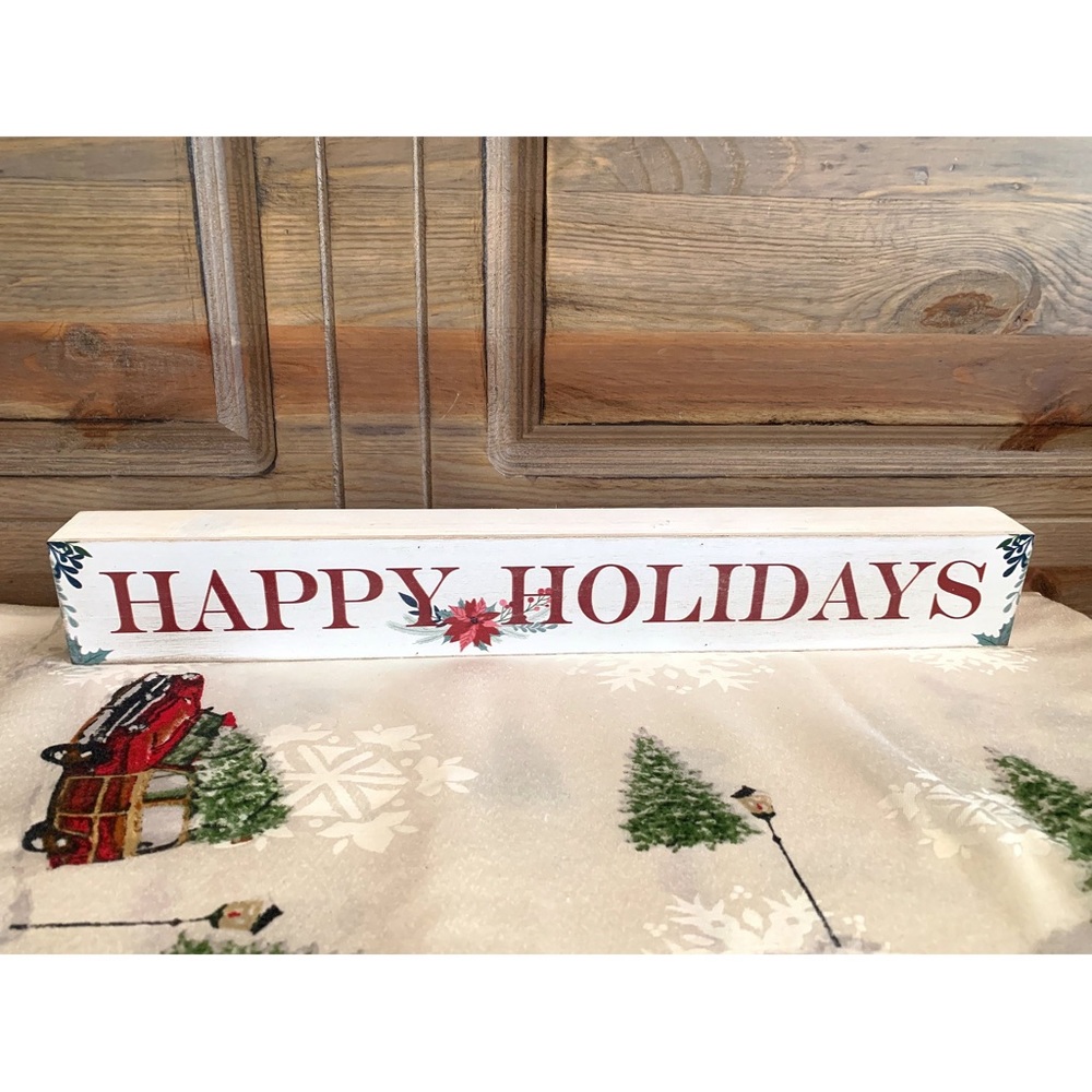 ❌SOLD! ❌ Happy Holidays Wooden Shelf Sitter Christmas Decor